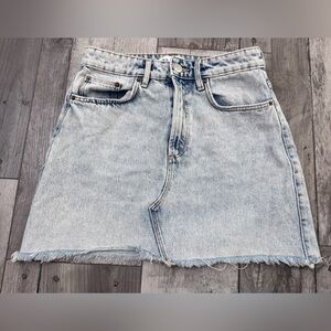 Zara Denim Mini Skirt Short Small Distressed Frayed